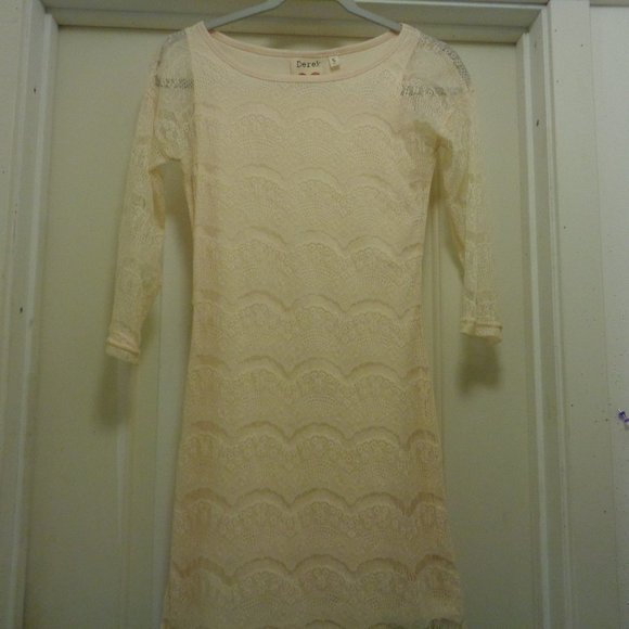 DEREK HEART PRETTY IN PEACH LACE BODYCON DRESS X S - Picture 1 of 7
